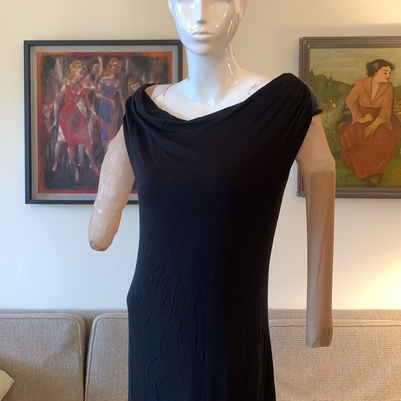 3 DOTS LITTLE BLACK DRESS SEQUINS COWL NECK DRAPED - Picture 3 of 13